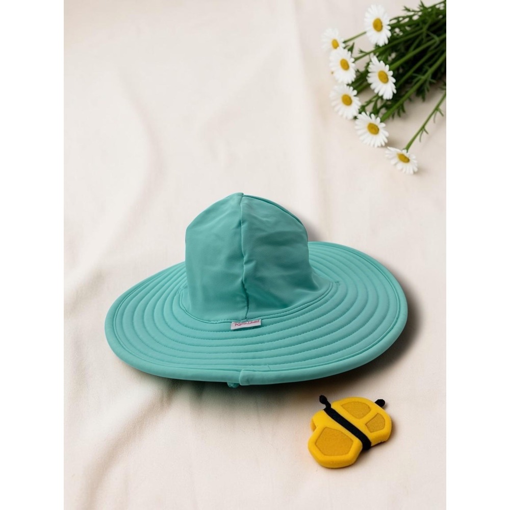 RuffleButts Wide Brim Aqua Mint Green Swim Sun Hat 12m-2T